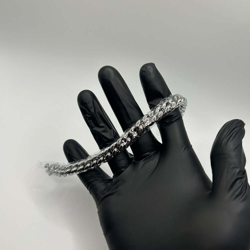 Real 925 Sterling Silver Plated Men Cuban Bracelet Italy 10mm 8 Inch Waterproof